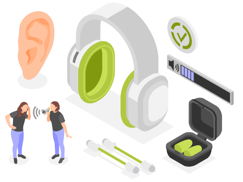 Protección auditiva: cascos de seguridad, tapones para los oídos, tapones de piscina, tapones para dormir